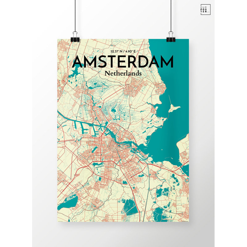 " Amsterdam City Map ", 20" H x 16" W