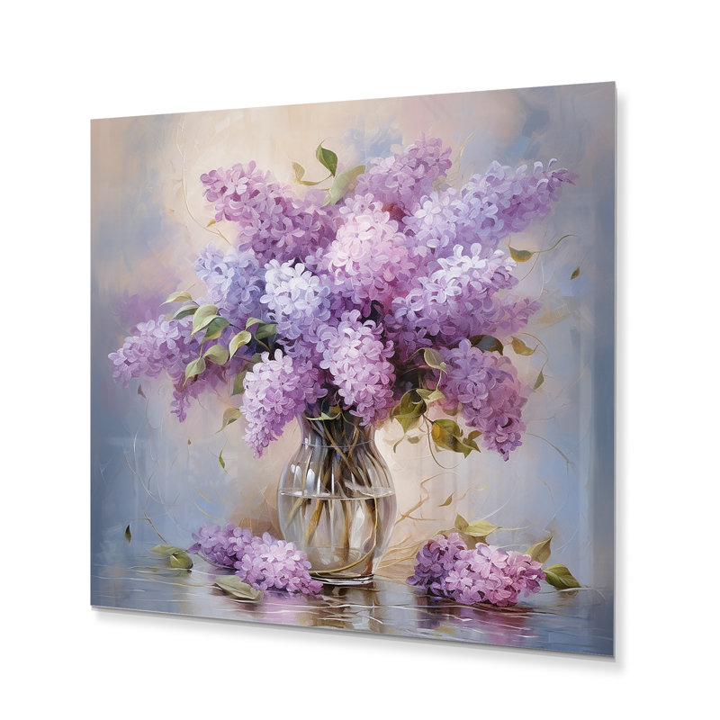 Lilas, impression romantique I - impression florale sur métal, H 23 po x l 23 po x P 1 po