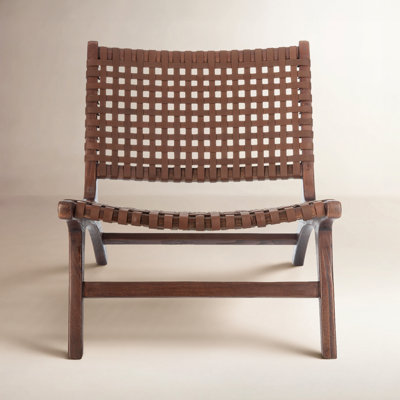 Denman Woven-Back Leather Side Chair by AllModern