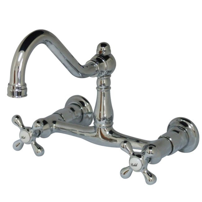 Robinet de salle de bain mural 2 trous Kingston, Chrome poli