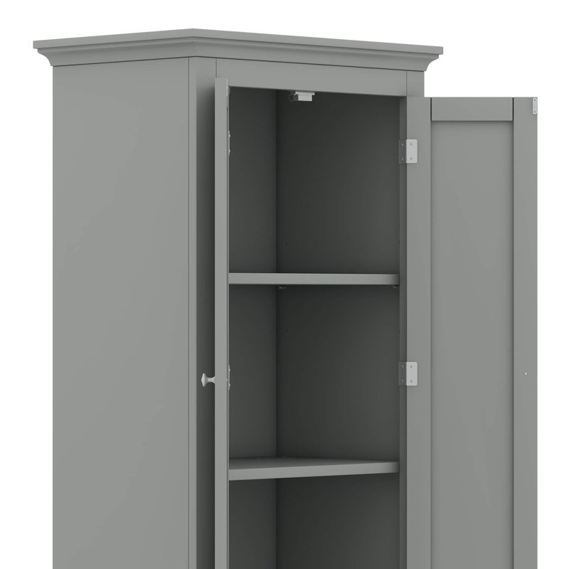Tall Storage Cabinet With Two Drawers, Gray