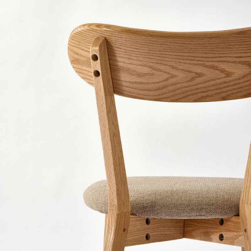 Chaise d'appoint rembourrée en chêne massif avec revêtement amovible , Gris clair, Chêne