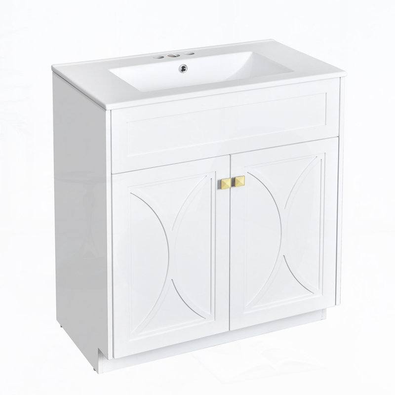 Meuble-lavabo 30 po avec lavabo en céramique, Blanc