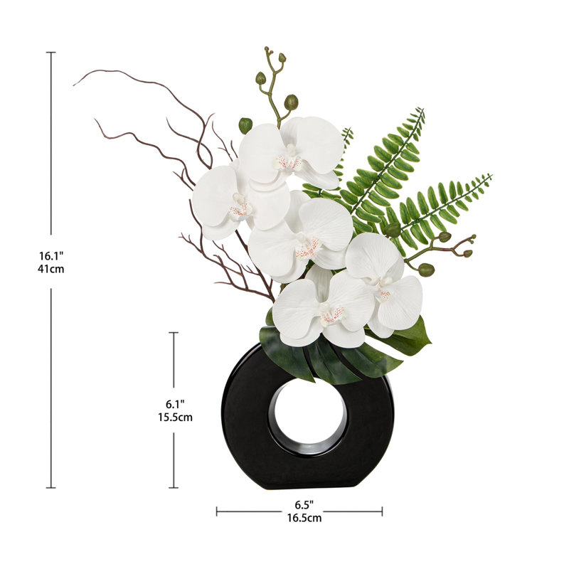 Arrangement in Vase, White, Black