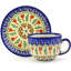Polish Pottery Fluttering Tulips Coffee Mug with Saucer