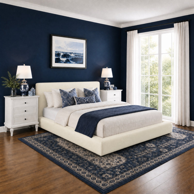 Lit plateforme tapissier Luxurious, Très grand lit, Cream Chenille