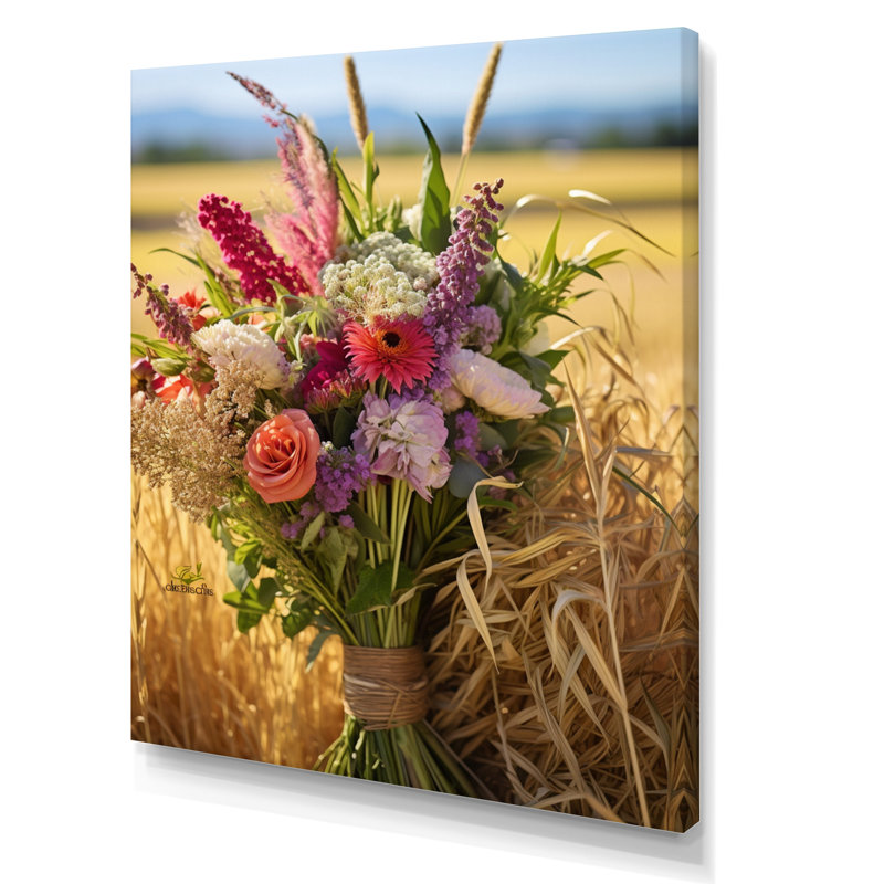 Assortiment de bouquets à la ferme IV sur toile, Toile tendue, H 40 po x l 30 po x P 1,5 po