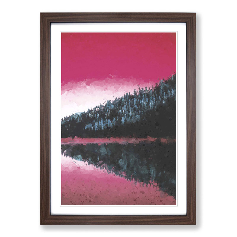 The Pink Forest Angles in Abstract - Picture Frame Graphic Art Print, 48cm H x 36cm W x 2cm D, Walnut Framed