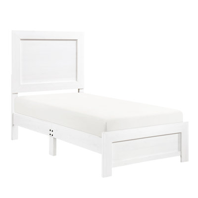 Modern White Twin Size Bedroom Bed - Wood Construction With Headboard Faux Veneer Included