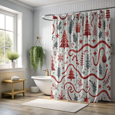 Rideau de douche 1 pièce Glitter Snowflakes