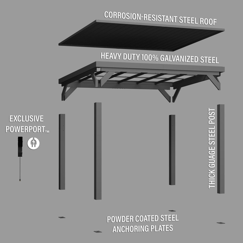 Stonebridge 12' x 9.5' Black Galvanized Steel Outdoor Gazebo