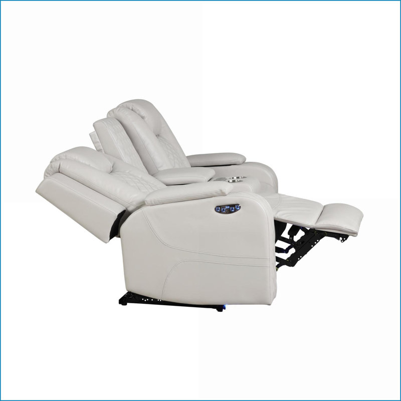 Ensemble de fauteuils inclinables électriques 3 pièces | Similicuir moderne avec lumières DEL, appuis-tête réglables et amp; Ports USB | Couleur de glace | Similicuir | Glace