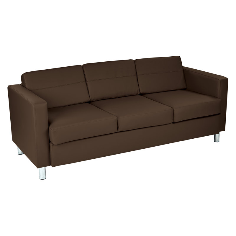 Desantiago Faux Leather 72.5'' Reception Sofa, Java Antimicrobial Vinyl