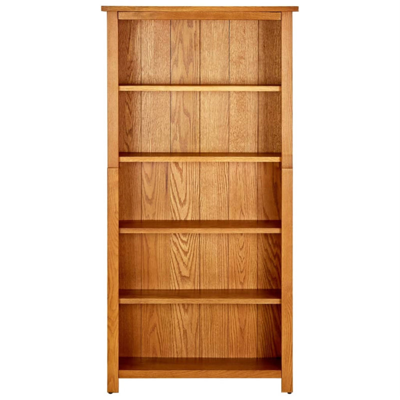 Bookshelf Wall Bookcase Decor Standing Shelves Solid Oak Wood, (5 Shelves) 55'' H x 28'' W x 9'' D
