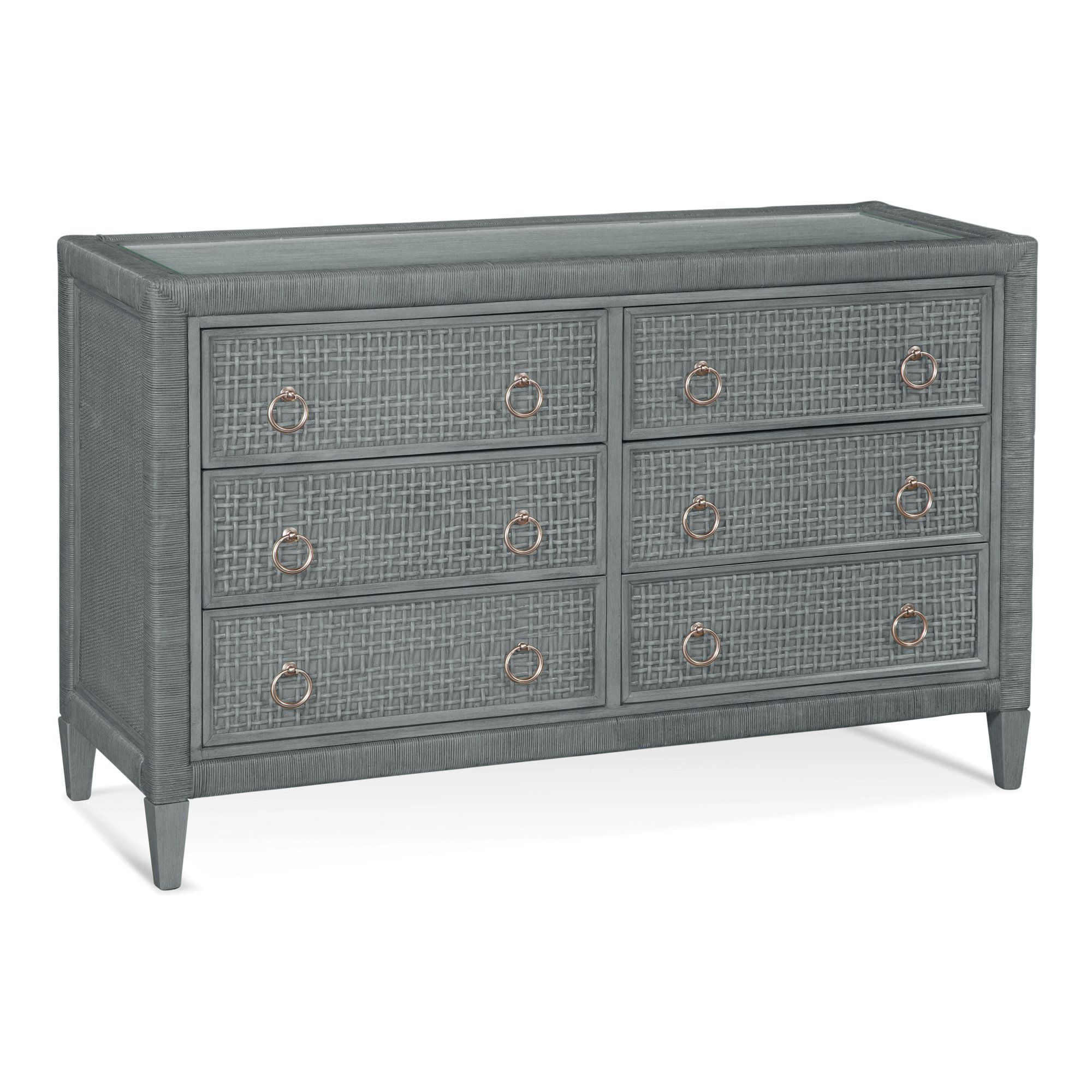 Monterey 6 Drawer 54'' W Dresser, Nickel, Brass, Yes