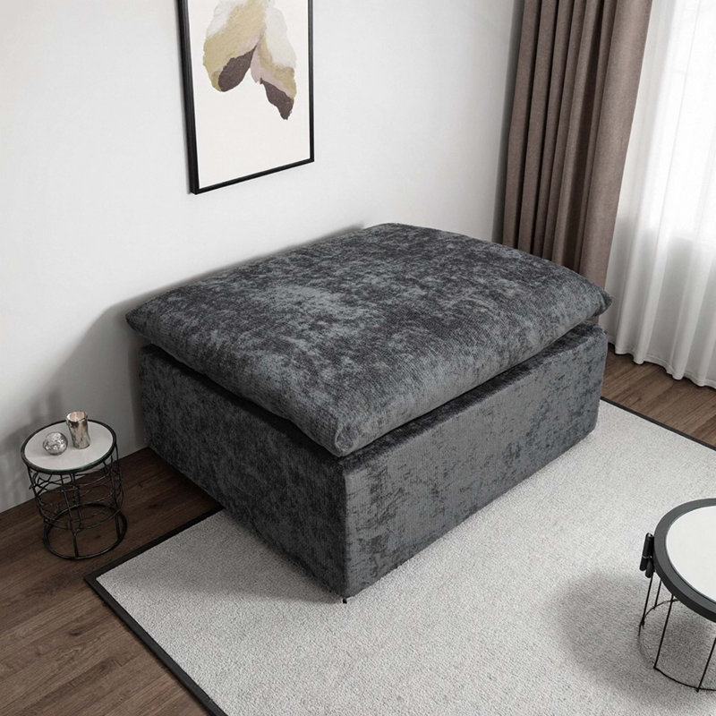 Repose-pieds modulaire en velours côtelé Corduroy, Grey
