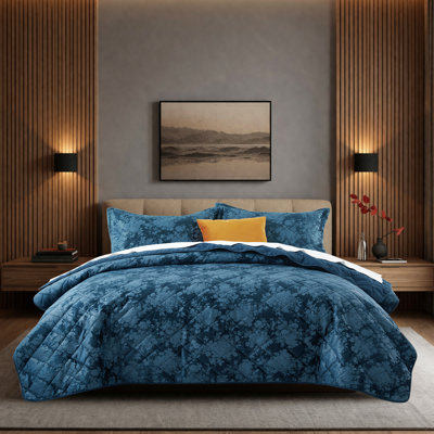 Ensemble de couvre-lit en velours embossé - Ensemble de courtepointe légère avec taies d'oreiller