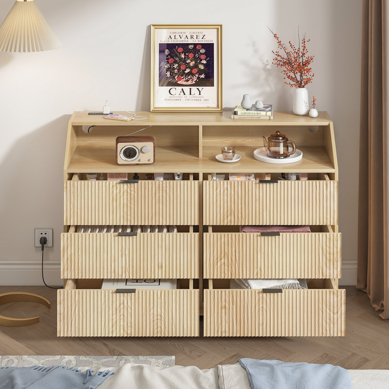Borg 47.24'' W 6 - Drawer Dresser, Natural