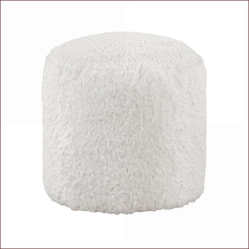Ottoman, Modern Off-White Faux Fur Non-Slip Footstool Seating | Off-White | Fake Fur