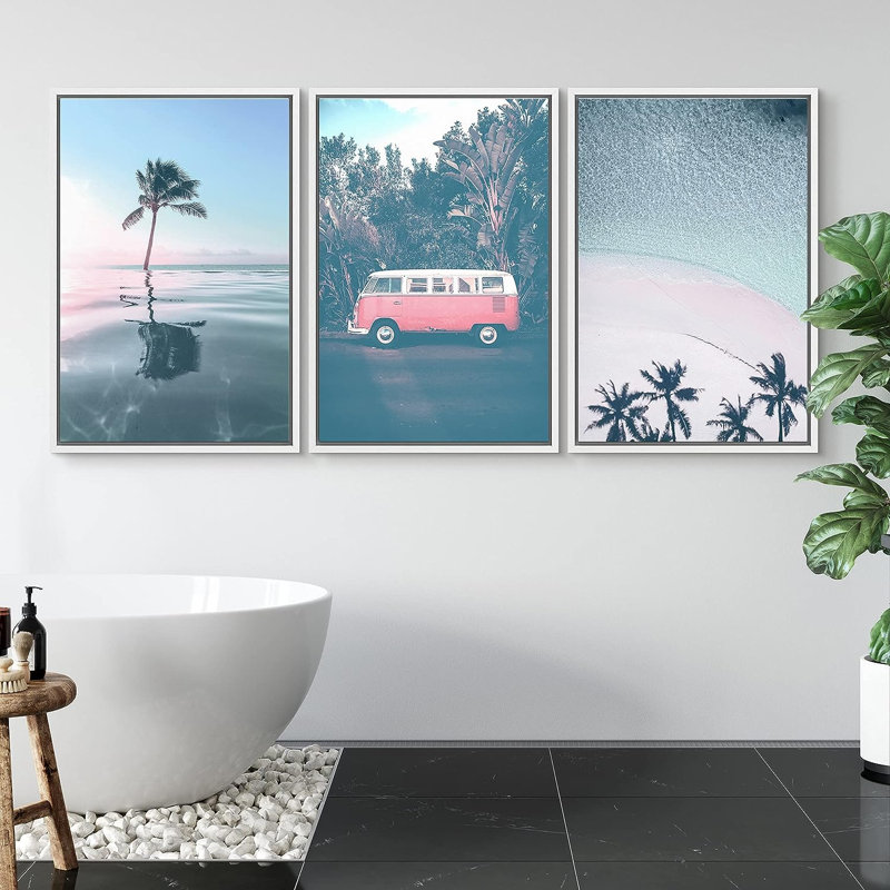 Coastal Beach, H 24 po x l 16 po x P 1,5 po, Cadre blanc