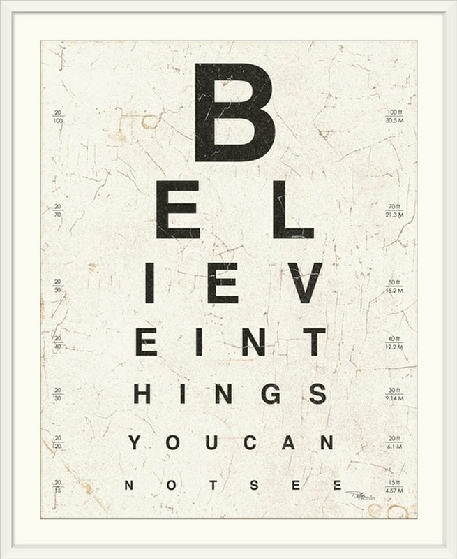 « i », art textuel Eye Chart, Cadre blanc, H 23 po x l 20 po x P 1 po