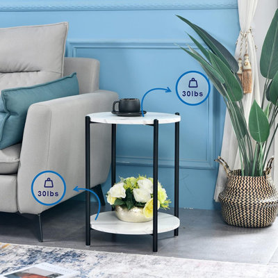 Faux Marble End Table White Black Side Table Marble Nightstand F...