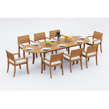 7 Pcs Grade-A Teak Wood Dining Set: 118" Double Extension Oval Table And 6 Travota Stacking Arm Chairs #11TV2606