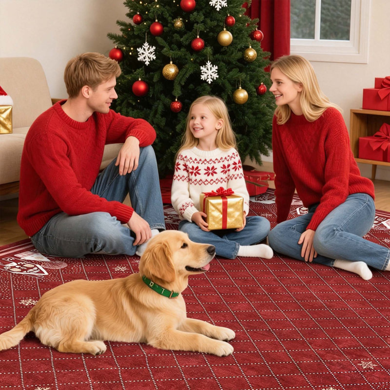 Plaid Washable Area Rug, 60*100cm