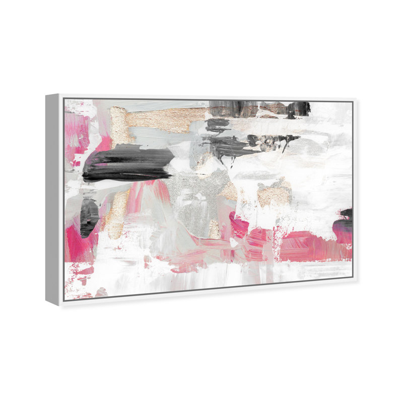 Neon Rose Dream - cadre flottant, reproduction d'art, Cadre blanc, H 24 po x l 36 po
