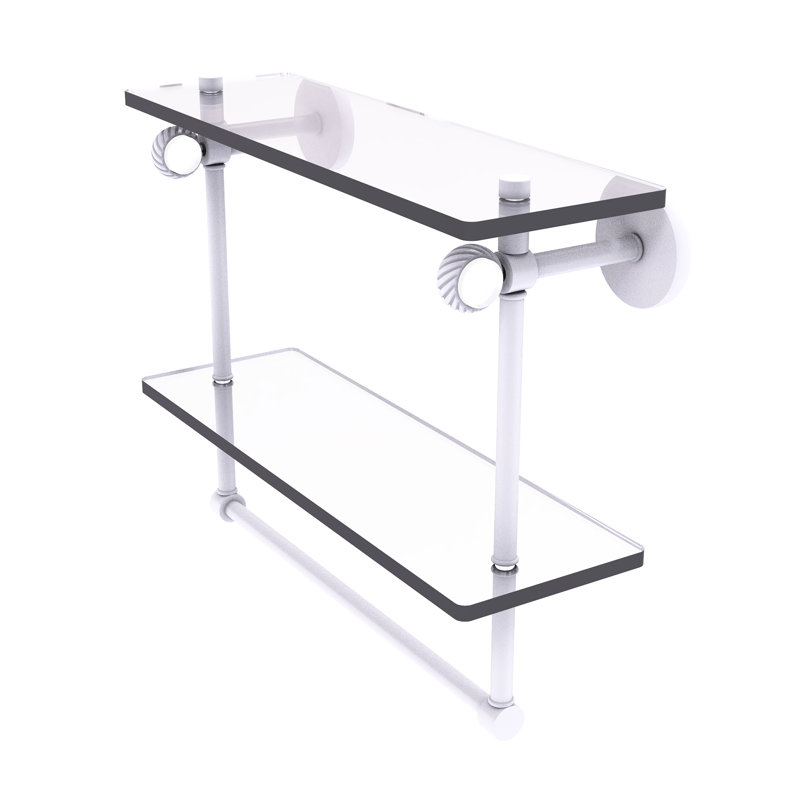 Tablette à 2 niveaux en verre Margolis, H 12,8 po x l 16 po x p 5,6 po, Blanc mat