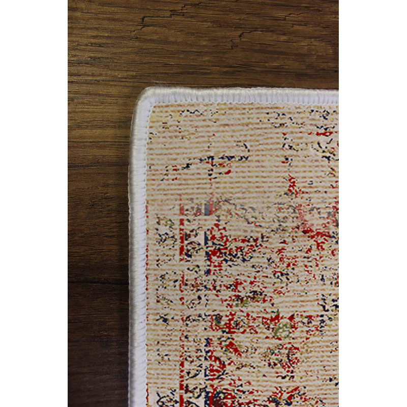 Tapis tissé élégant (4 x 6 pieds), 100% polyester, d'une hauteur de poils de 0,3 po | Pois antibactérien antidérapant en PVC | Lavable à la machine, impression numérique en 3D | Parfait pour le salon, la chambre à coucher et le bureau