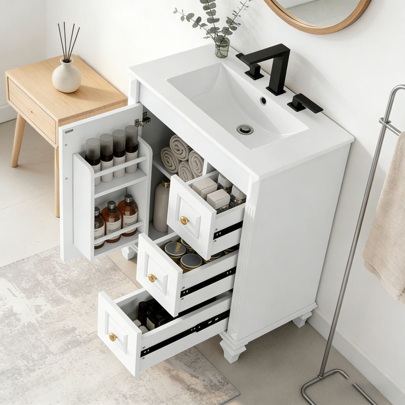 Meuble-lavabo 24 po avec lavabo, Blanc