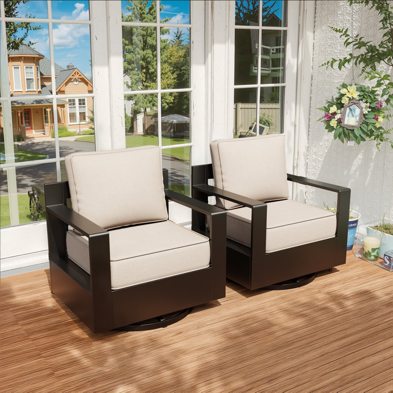 Ensemble de 2 chaises de patio avec coussins, Beige
