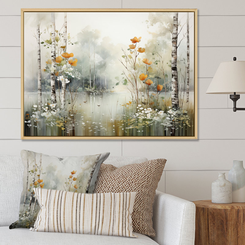 Binimal minimalisme forêt bois I - impressions sur toile forêt, H 24 po x l 32 po x P 1 po, Cadre naturel flottant