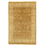 Hand Knotted Wool Oriental Area Rug in Brown And Cream