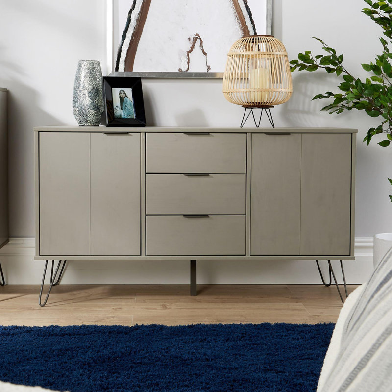 Rothley 130.6cm Solid Wood Sideboard, Grey