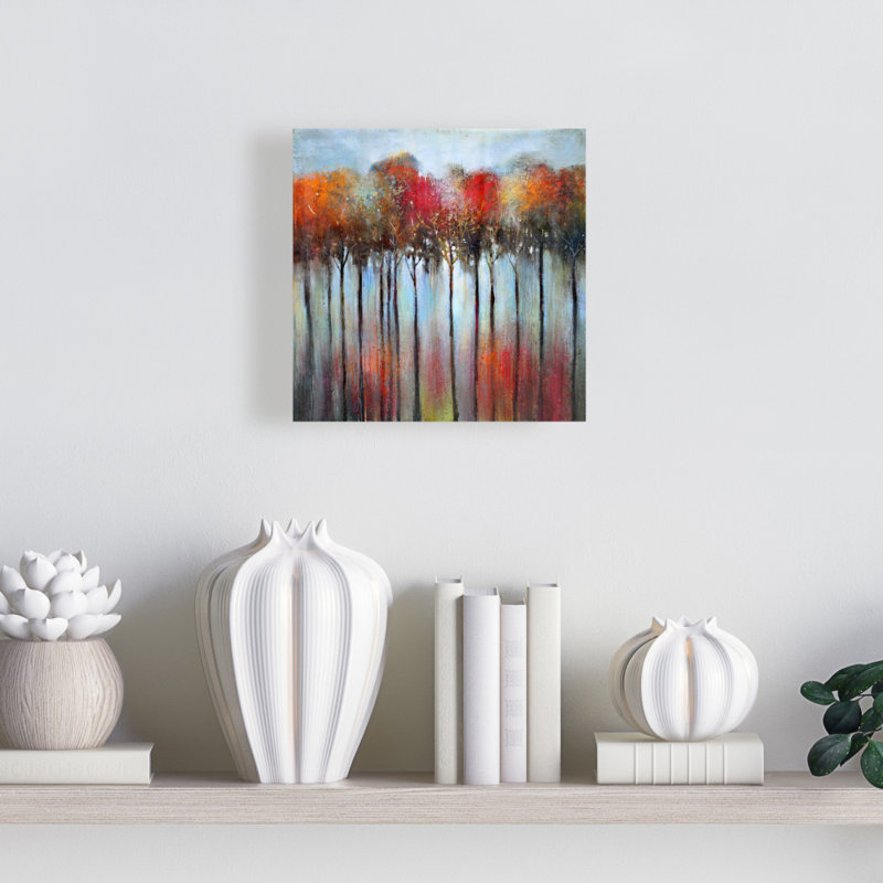 Toile abstraite forêt colorée - décor bleu contemporain