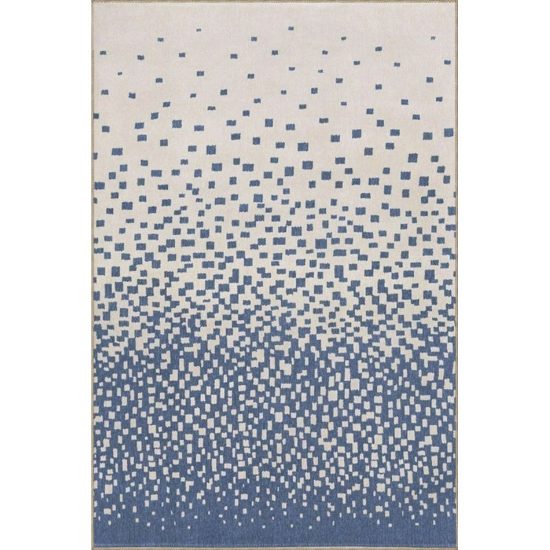 Blue Flowing Pixel Patterned Woven Base Carpet, Rectangle 3'4" x 5'