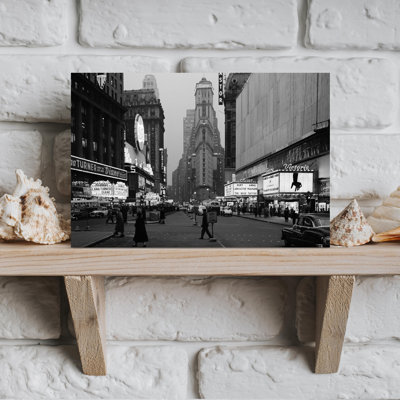 1950S Night Times Square Looking South From Duffy Square To Ny Times Building Movie Marquees New York City Ny Usa Classic Retro Vintage City Wall Art