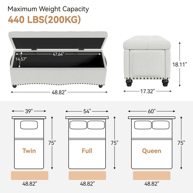 Banc de rangement en lin Earletta