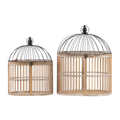 2 Piece Wood Wall Lantern Set