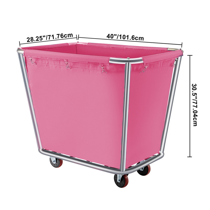 Tissu / chariot en acier inoxydable avec roulettes, Rose