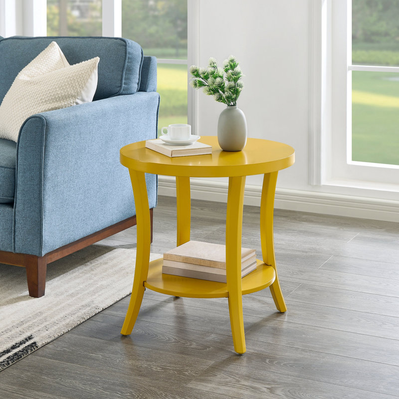 Table de bout à tablette ovale contemporaine Perth, jaune, Yellow