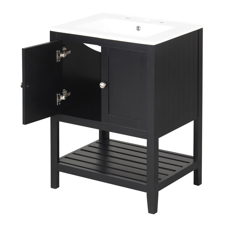 Meuble-lavabo moderne avec lavabo en céramique et structure en bois massif offrant style et fonctionnalité, Argent argent