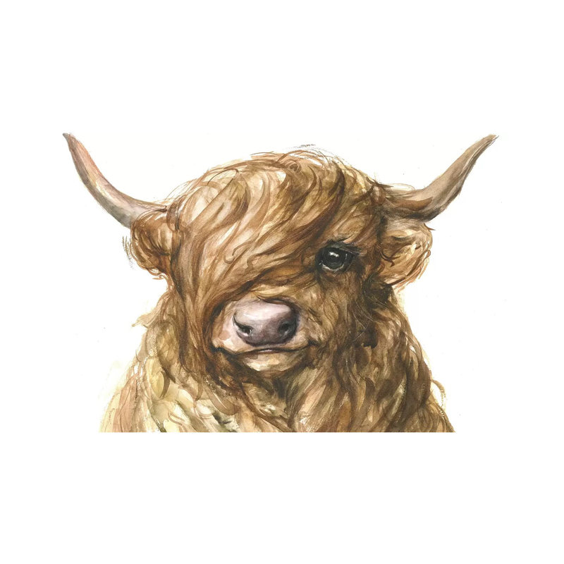 Highland Cow - Painting on Canvas, Wrapped Canvas, 66.04cm H x 101.6cm W x 1.91cm D