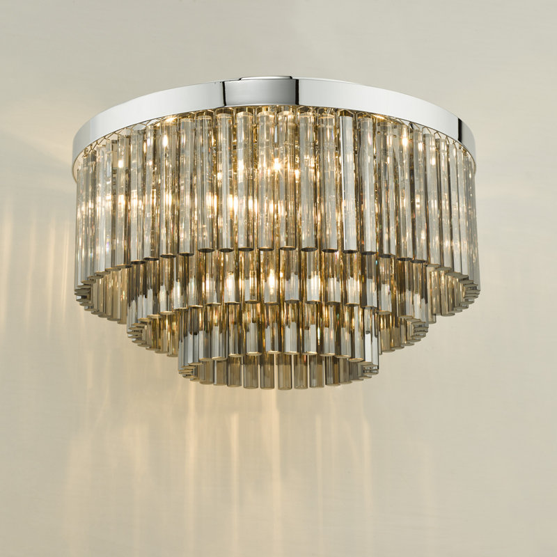 Bartholmey Crystal Flush Mount, Smoked