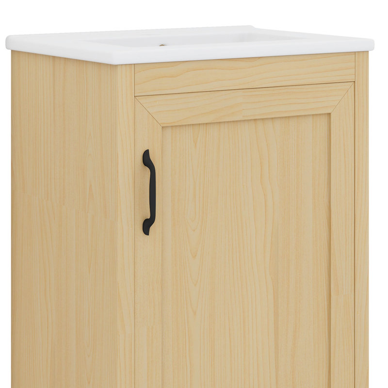 Meuble-lavabo de 20 pouces avec lavabo, une porte, un support de rangement et une tablette réglable
