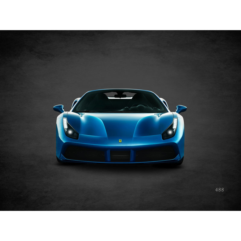 «Ferrari 488» par Mark Rogan, reproduction sur toile tendue, H 12 po x l 16 po