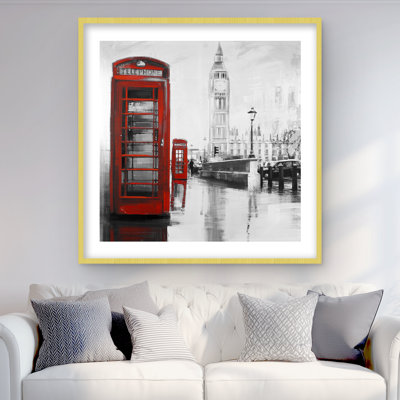 Red Phonebooth with Big Ben - Scenic Framed Print for Decor
