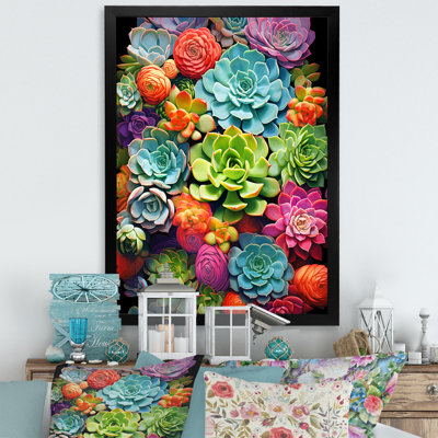 «Dorsay Colorful Succulents Botanical Kaleidoscope» sur impression sur toile